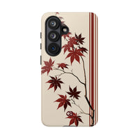 Red Tough Phone Case for Samsung - Crimson Momiji Stripe