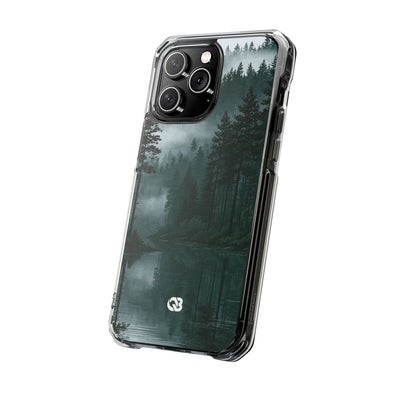 Misty Pine Reflections · Clear Impact Magnetic Phone Case for iPhone ·  Green
