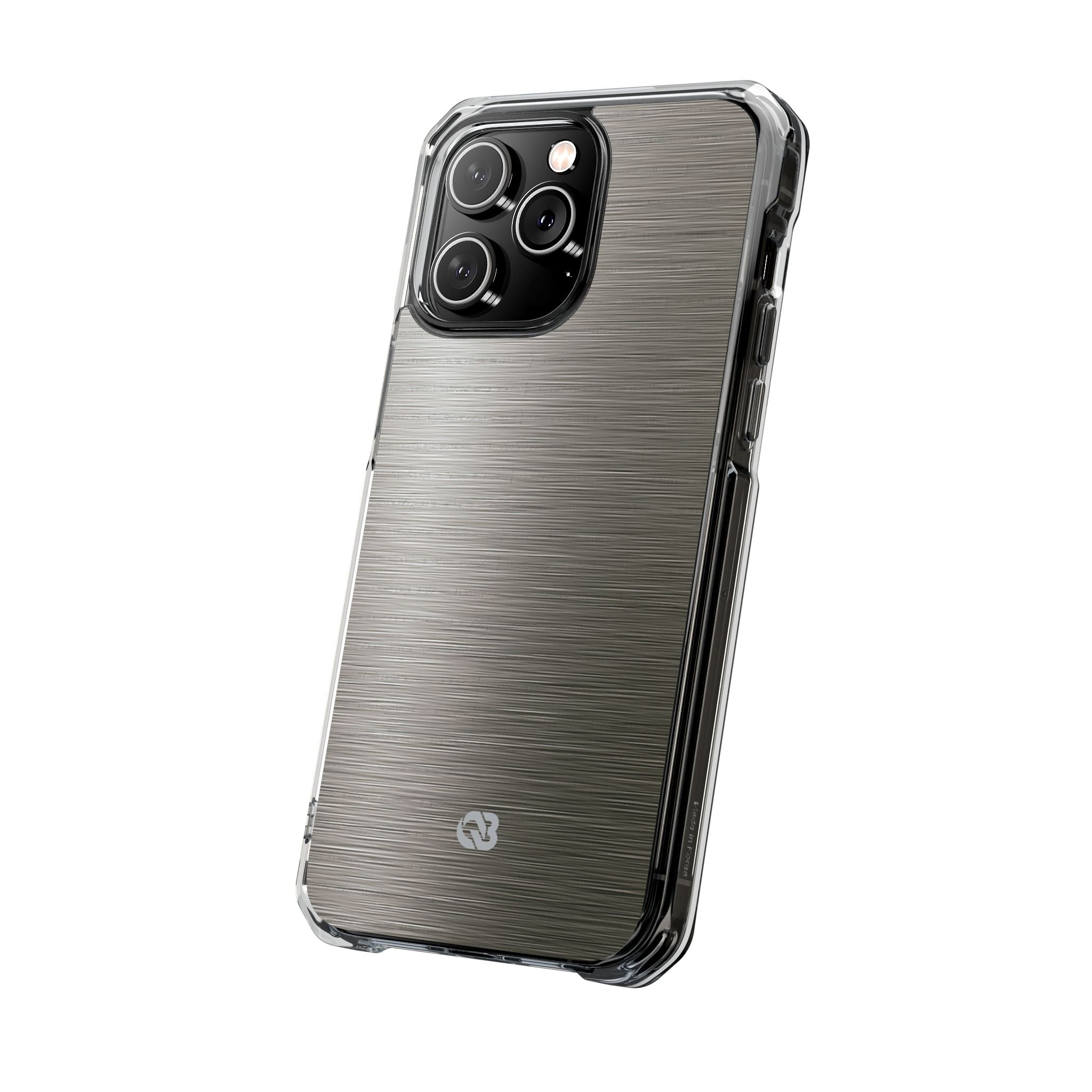 Grey Impact MagSafe Phone Case for iPhone - Brushed Industrial Steel