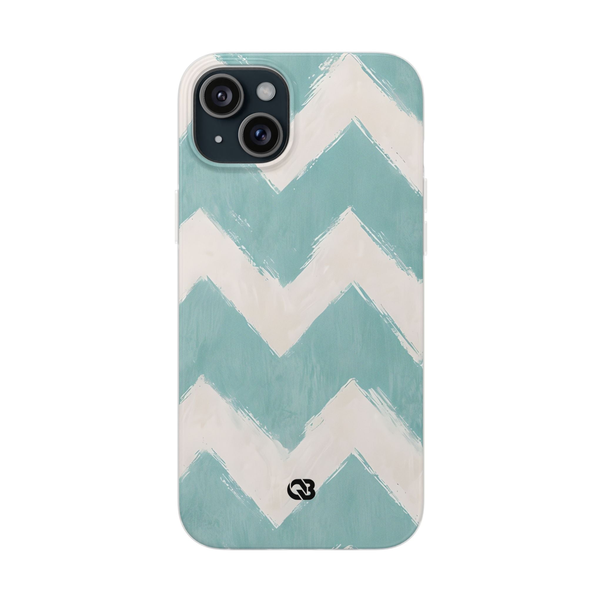 Teal Painted Chevron · Soft Phone Case for iPhone