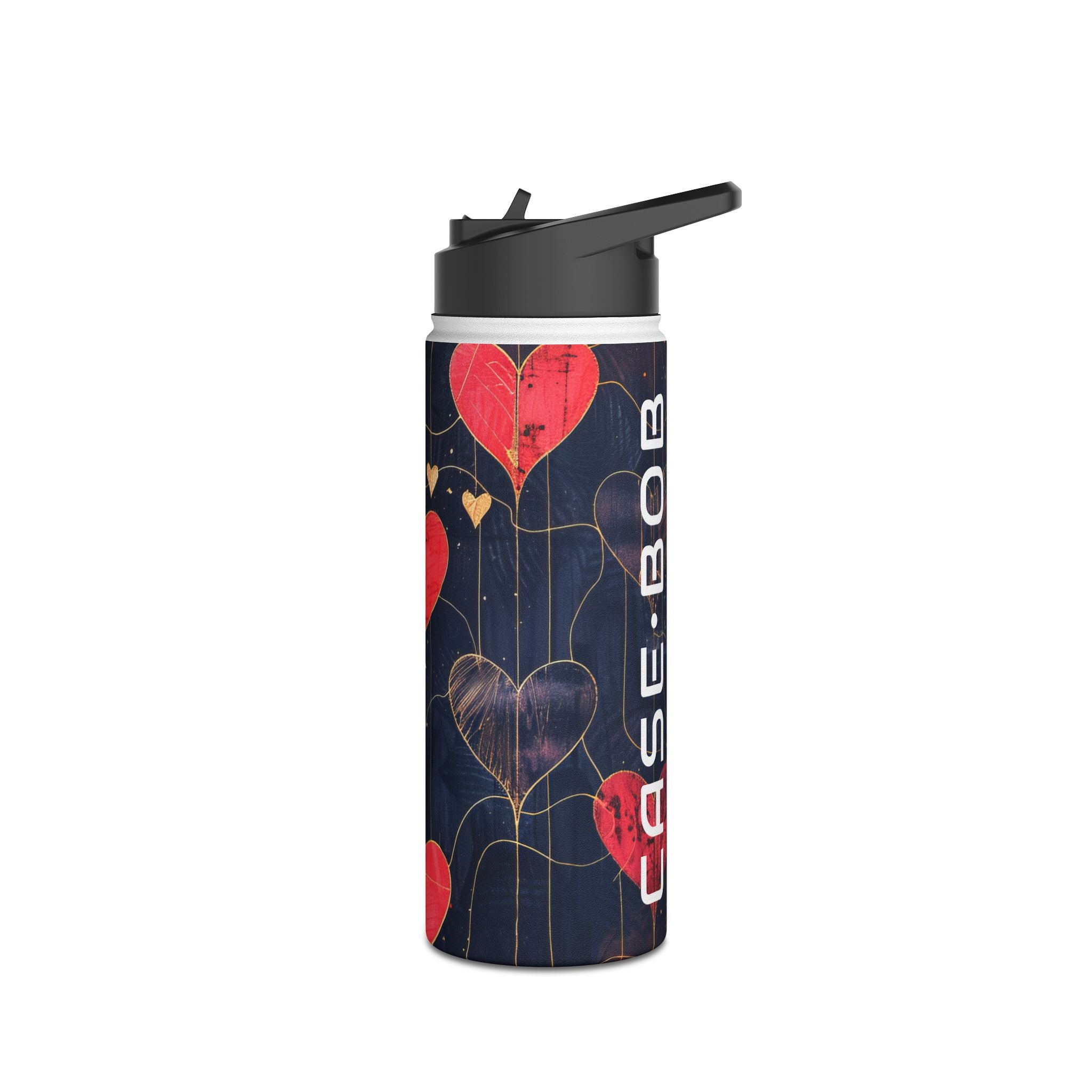 Textured Heart Grid - Stainless Steel Water Bottle