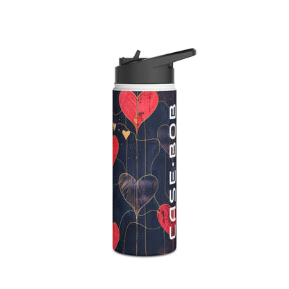 Textured Heart Grid - Stainless Steel Water Bottle