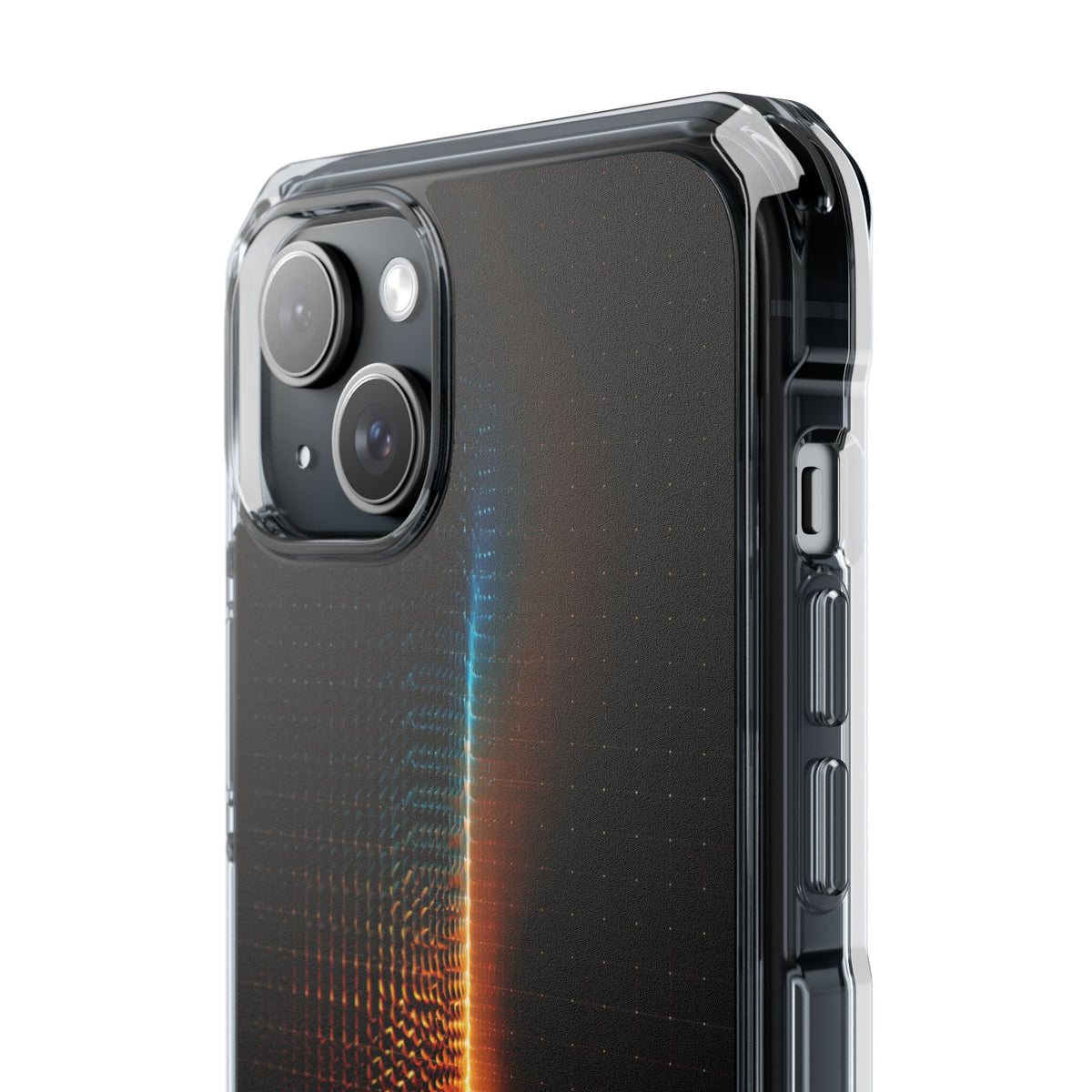 Luminous Refraction Grid · Clear Impact Magnetic Phone Case for iPhone · Black