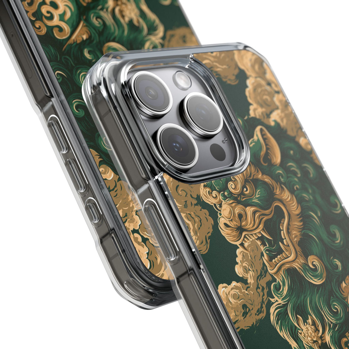 Imperial Guardian Lion · Clear Impact Magnetic Phone Case for iPhone · Green