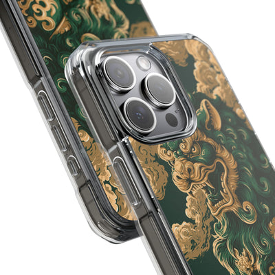 Imperial Guardian Lion · Clear Impact Magnetic Phone Case for iPhone · Green