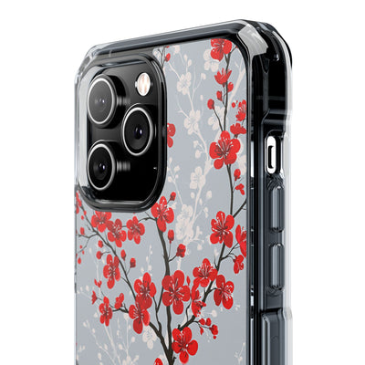 Grey Impact MagSafe Phone Case for iPhone - Crimson Sakura Slate