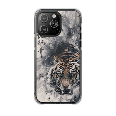 Fierce Ink Tiger · Clear Impact Magnetic Phone Case for iPhone · Beige