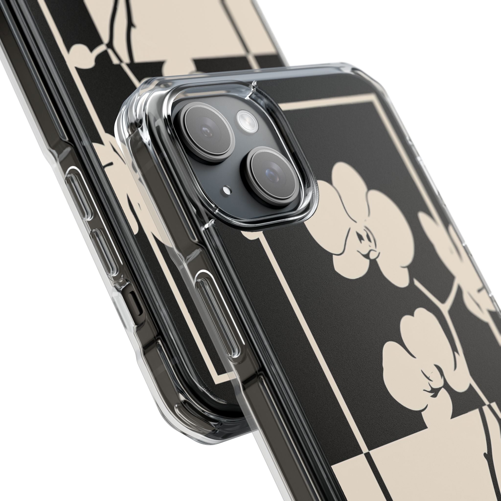 Beige Impact MagSafe Phone Case for iPhone - Nocturnal Orchid Frame