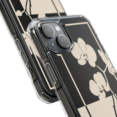Beige Impact MagSafe Phone Case for iPhone - Nocturnal Orchid Frame