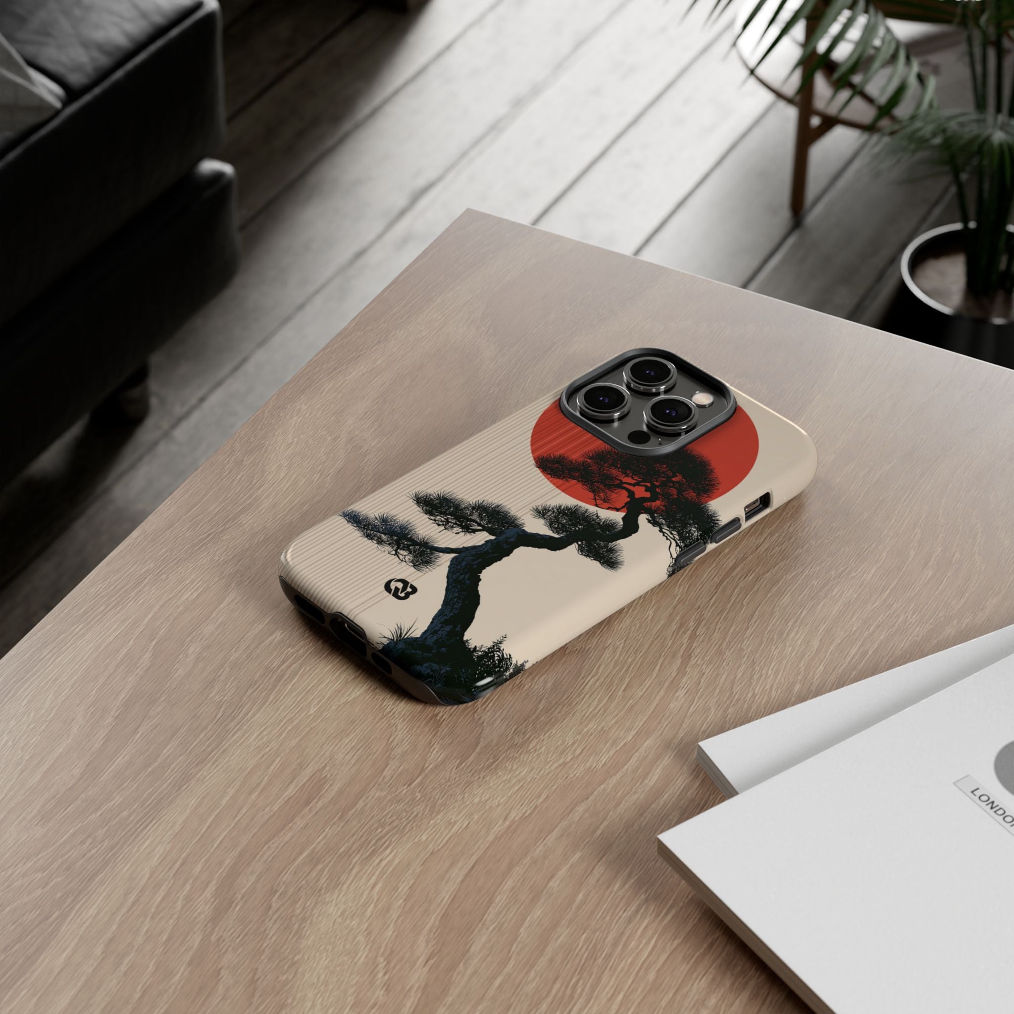 Beige Tough Phone Case for iPhone - Kyoto Crimson Pine