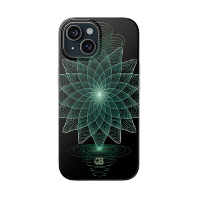 Green Lite Phone Case for iPhone - Cyan Signal Bloom