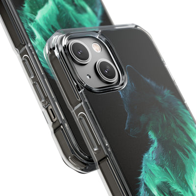 Nordic Aurora Fox · Clear Impact Magnetic Phone Case for iPhone · Teal