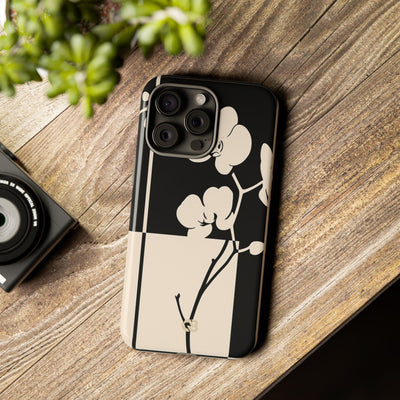Beige Tough Phone Case for iPhone - Nocturnal Orchid Frame