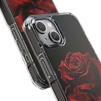 Crimson Noir Rose · Clear Impact Magnetic Phone Case for iPhone ·  Black