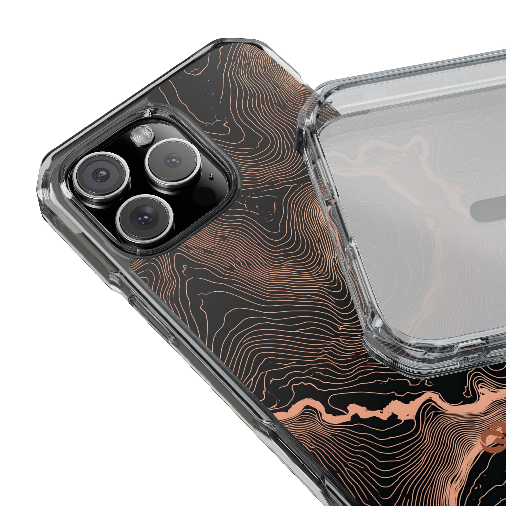 Orange Impact MagSafe Phone Case for iPhone - Salmon Ridge Topo