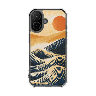 Golden Horizon Waves · Clear Impact Magnetic Phone Case for iPhone ·  Blue