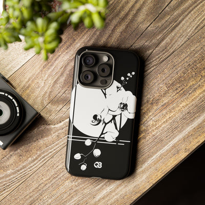Black Tough Phone Case for iPhone - Lunar Orchid Grid