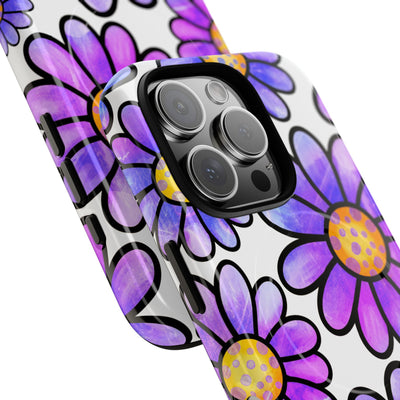 Violet Grunge Bloom · Tough+ Handyhülle für iPhone · Magsafe