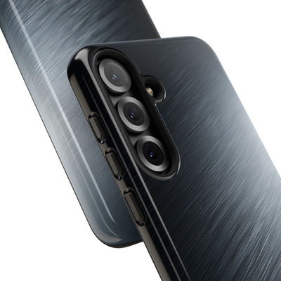 Grey Tough Phone Case for Samsung - Charcoal Brushed Steel