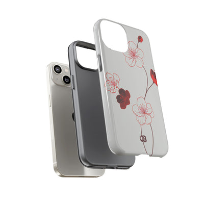 Red Tough Phone Case for iPhone - Kyoto Ember Bloom