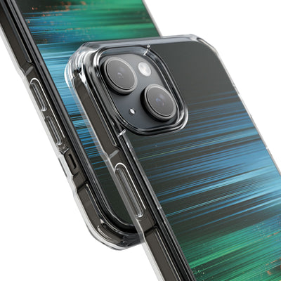 Digital Shoreline Drift · Clear Impact Magnetic Phone Case for iPhone ·  Teal
