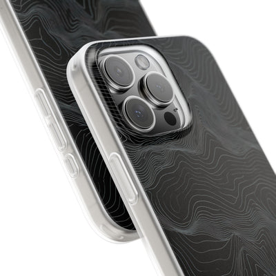 Black Lite Phone Case for iPhone - Obsidian Topo Wireframe