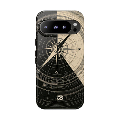 Beige Tough Phone Case for Google Pixel - Obsidian Nautical Blueprint
