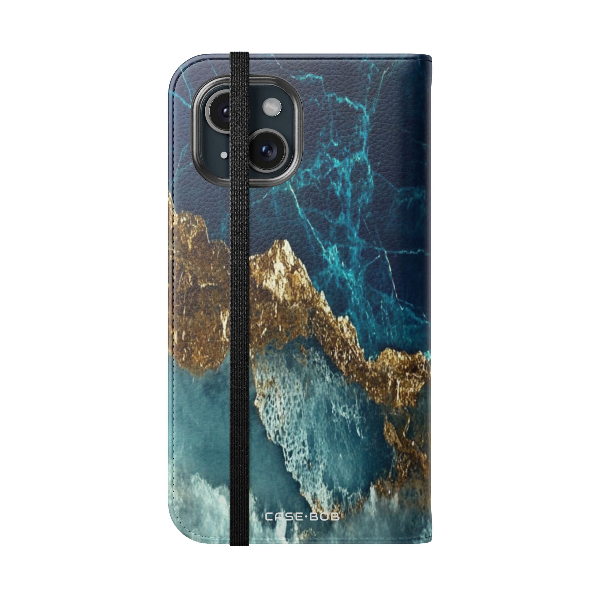 Golden Fracture Teal - iPhone 15 Case - Wallet