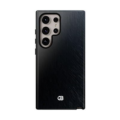 Black Tough Phone Case for Samsung - Midnight Brushed Grain