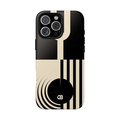 Black Tough Phone Case for iPhone - Ivory Signal Grid