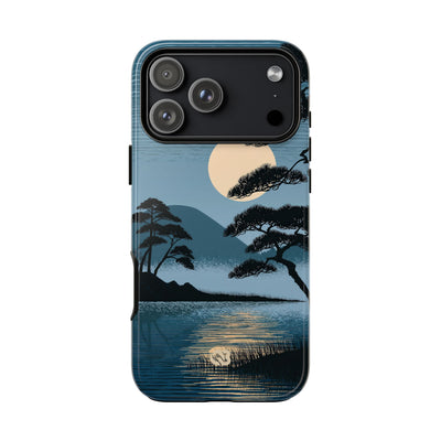 Blue Tough Phone Case for iPhone - Midnight Kyoto Pine
