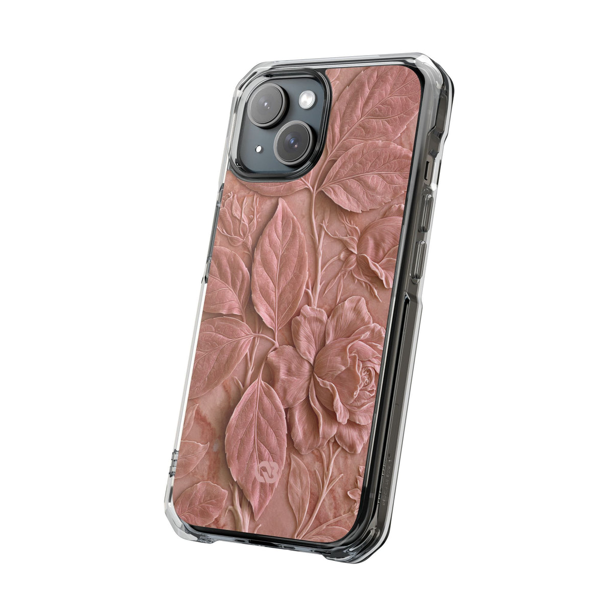 Blush Rose Relief · Clear Impact Magnetic Phone Case for iPhone · Pink