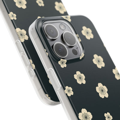 Teal Lite Phone Case for iPhone - Obsidian Cream Petals
