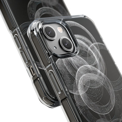 Black Impact MagSafe Phone Case for iPhone - Kinetic Wireframe Orbit