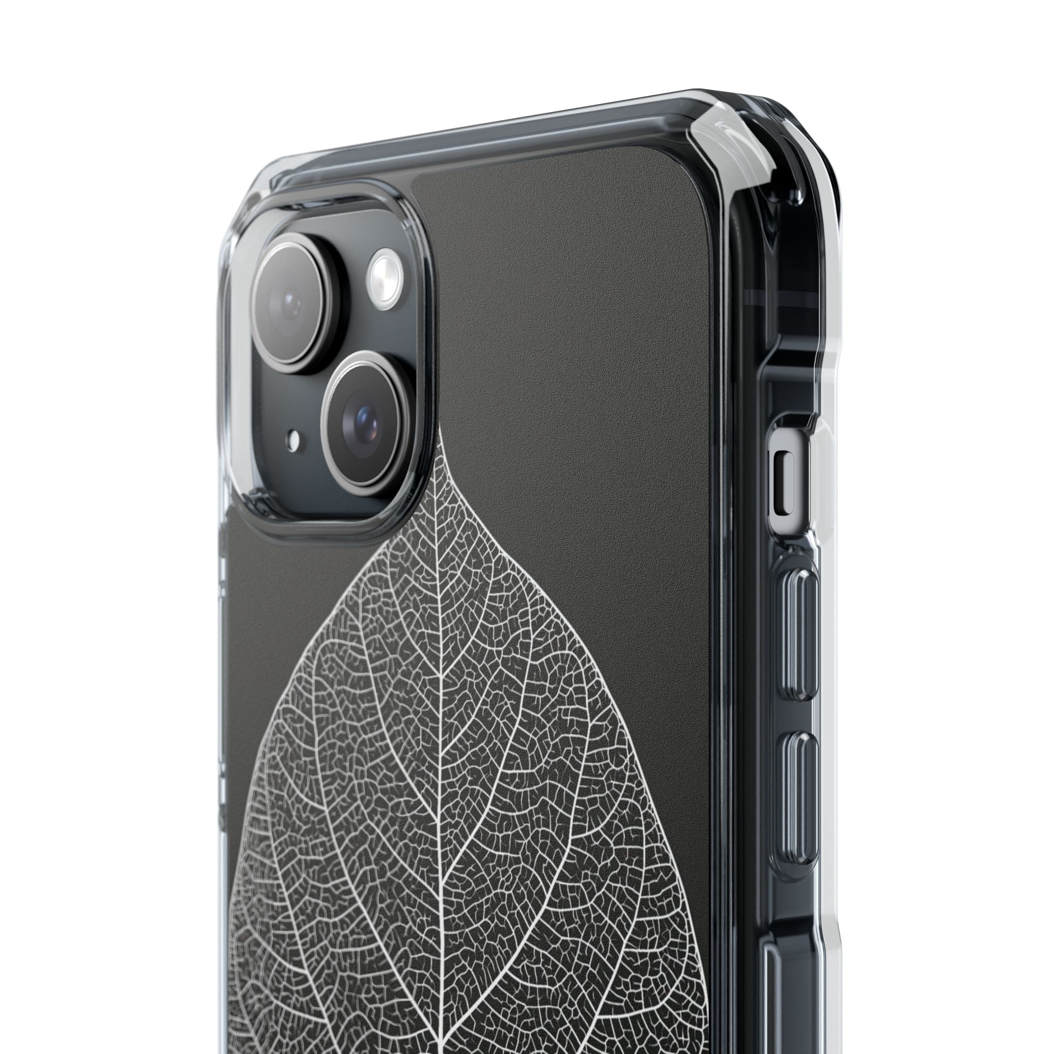 Black Impact MagSafe Phone Case for iPhone - Bleached Leaf Lattice