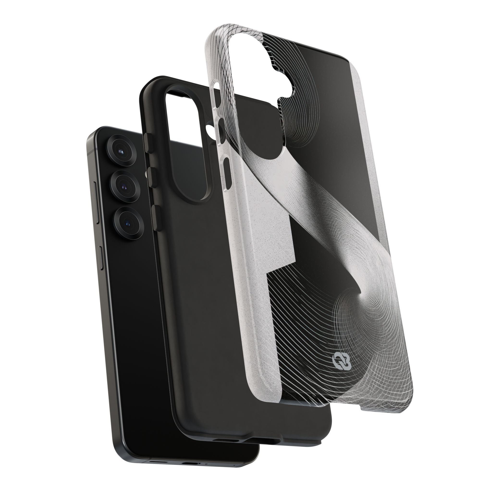 Grey Tough Phone Case for Samsung - Obsidian Moiré Wave