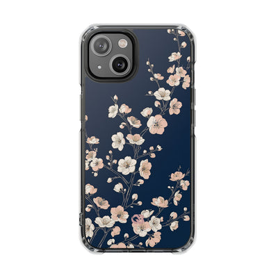 Blue Impact MagSafe Phone Case for iPhone - Midnight Peach Sakura