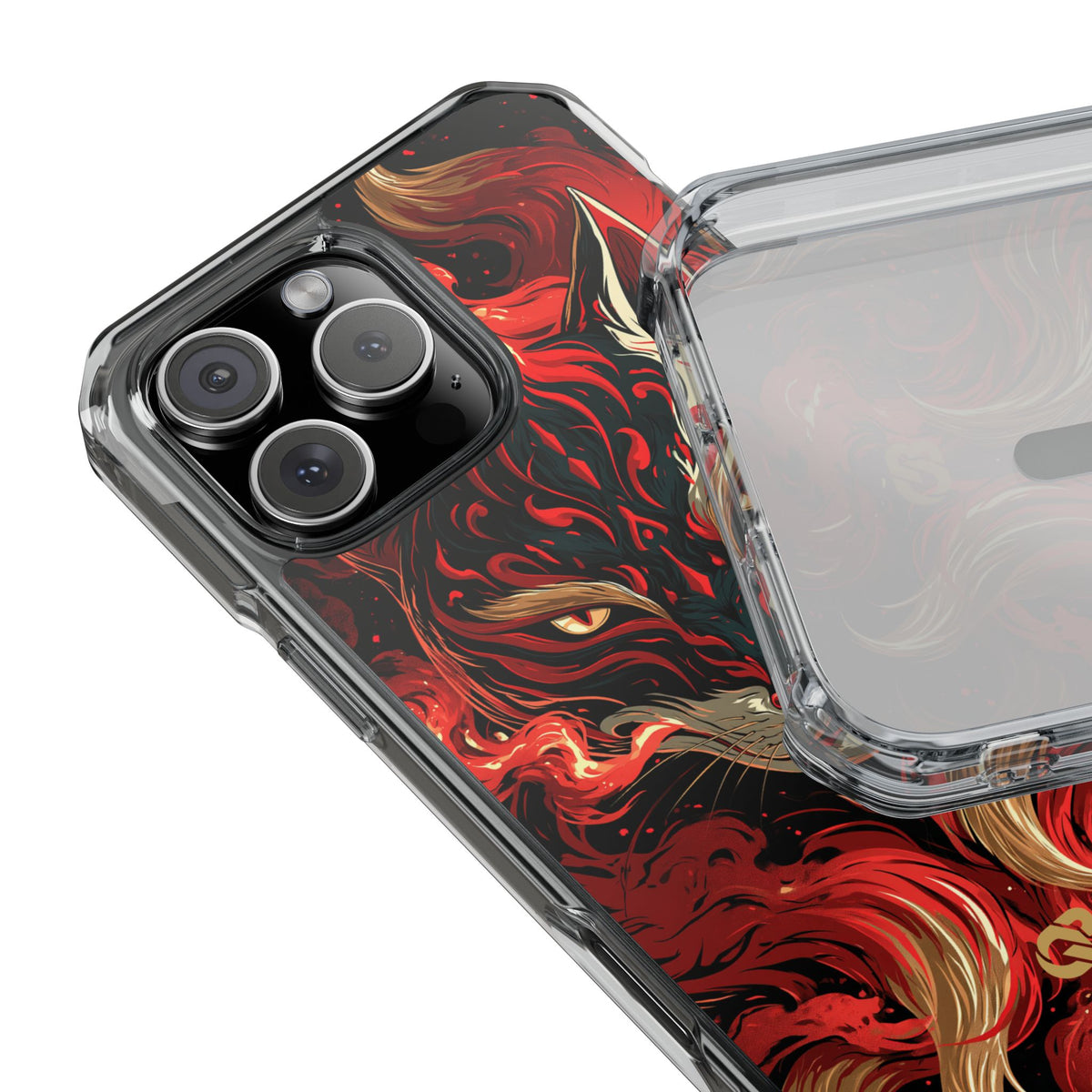 Crimson Kitsune Spirit · Clear Impact Magnetic Phone Case for iPhone · Red