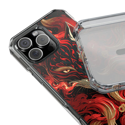 Crimson Kitsune Spirit · Clear Impact Magnetic Phone Case for iPhone · Red