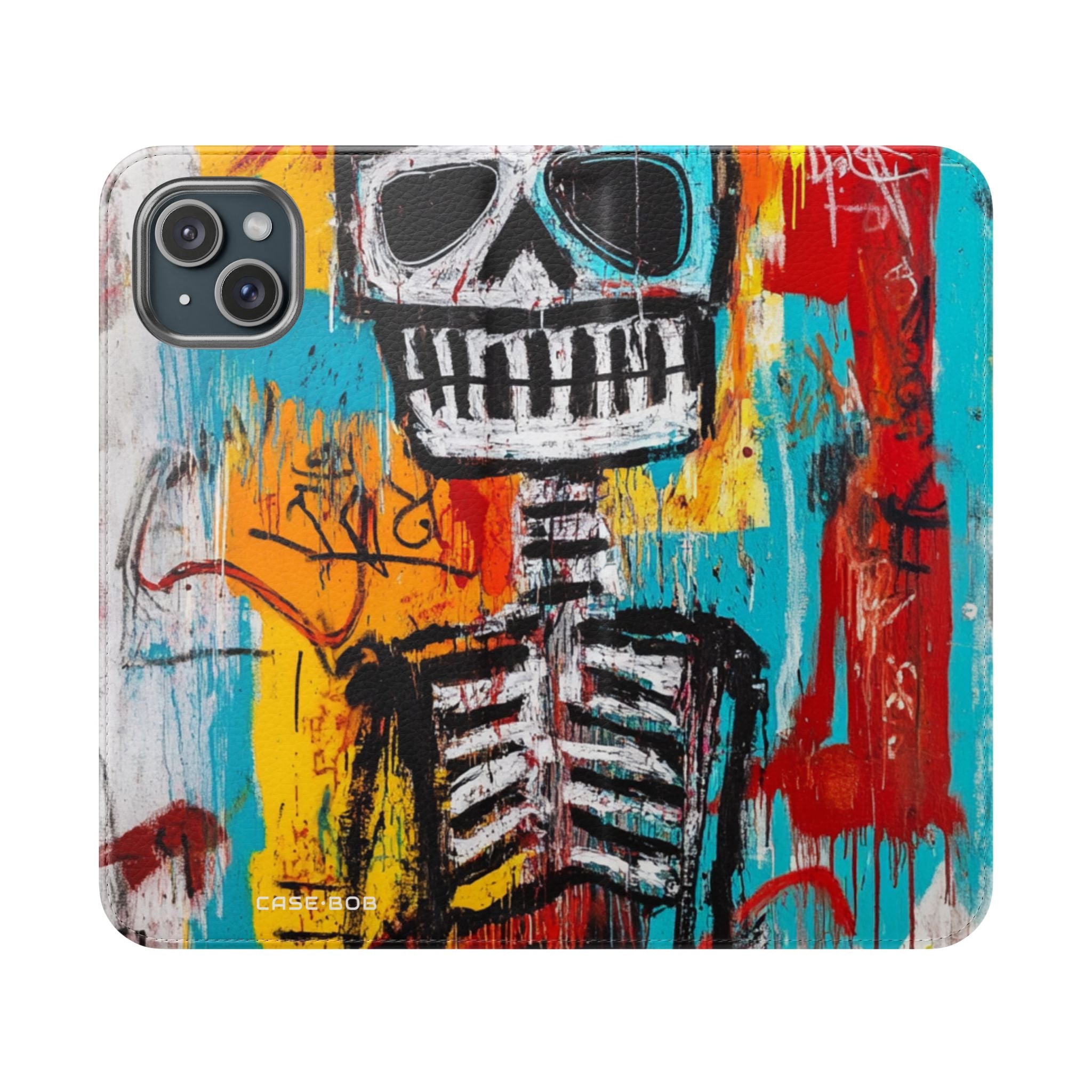 Neon Skull Chaos - iPhone 15 Plus Case - Wallet
