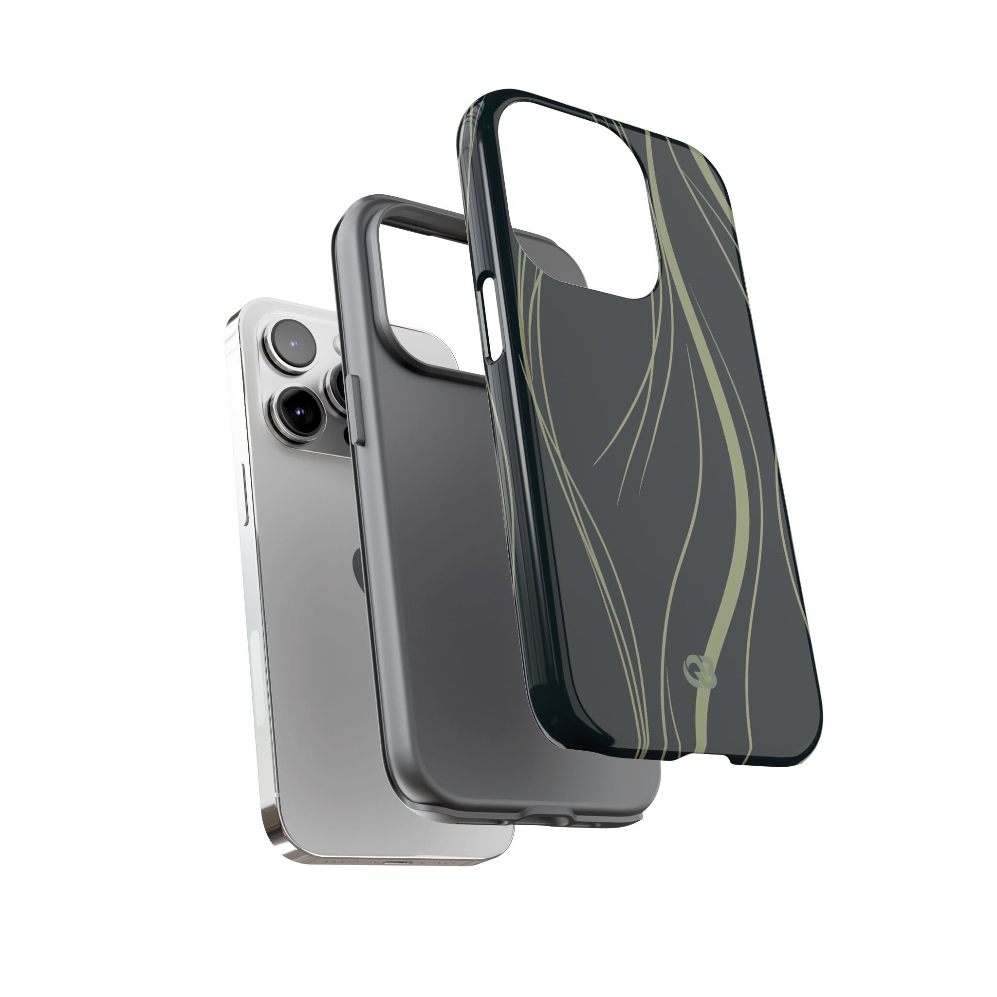 Green Tough Phone Case for iPhone - Obsidian Sage Flow