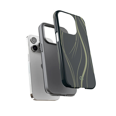Green Tough Phone Case for iPhone - Obsidian Sage Flow