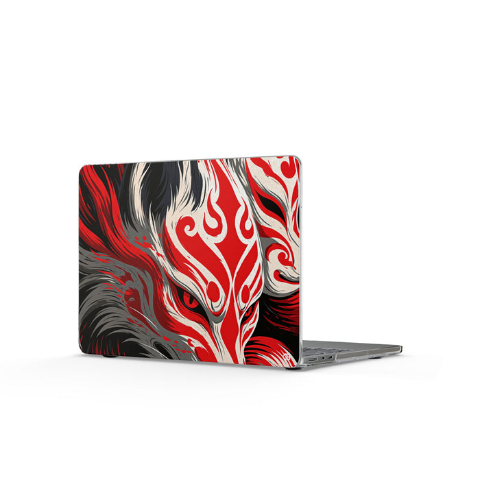 Crimson Kitsune Spirit · Clear Hard Case for MacBook · Red