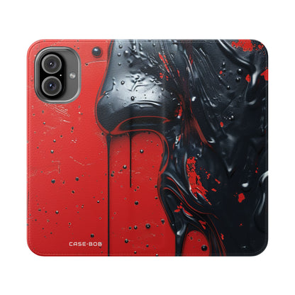 Glossy Black Face - iPhone 16 Plus Case - Wallet