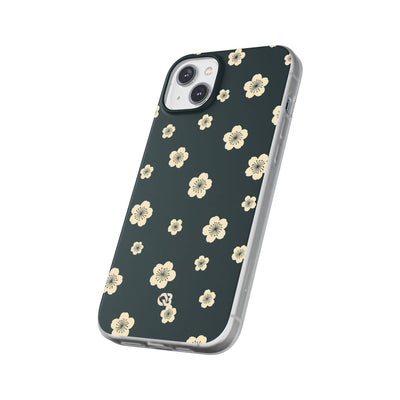 Teal Lite Phone Case for iPhone - Obsidian Cream Petals