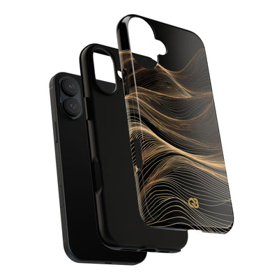 Black Tough Phone Case for iPhone - Copper Topo Ridge
