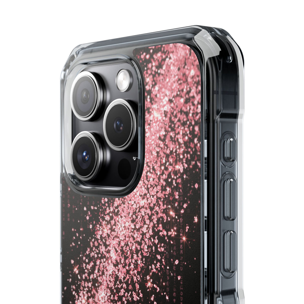 Rose Digital Cascade · Clear Impact Magnetic Phone Case for iPhone · Pink