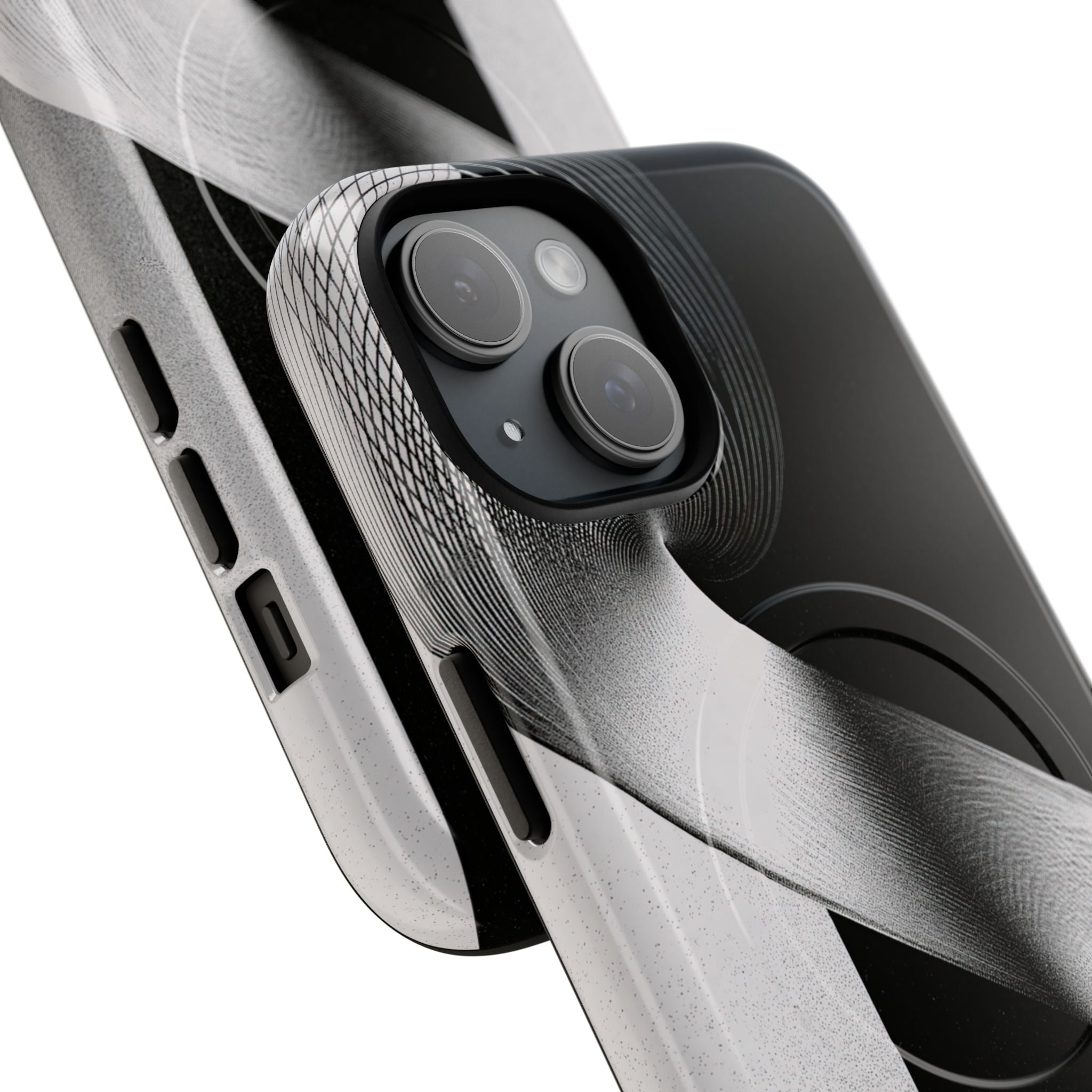 Grey Tough 2.0 Magsafe Phone Case for iPhone - Obsidian Moiré Wave