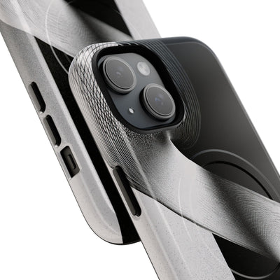 Grey Tough 2.0 Magsafe Phone Case for iPhone - Obsidian Moiré Wave