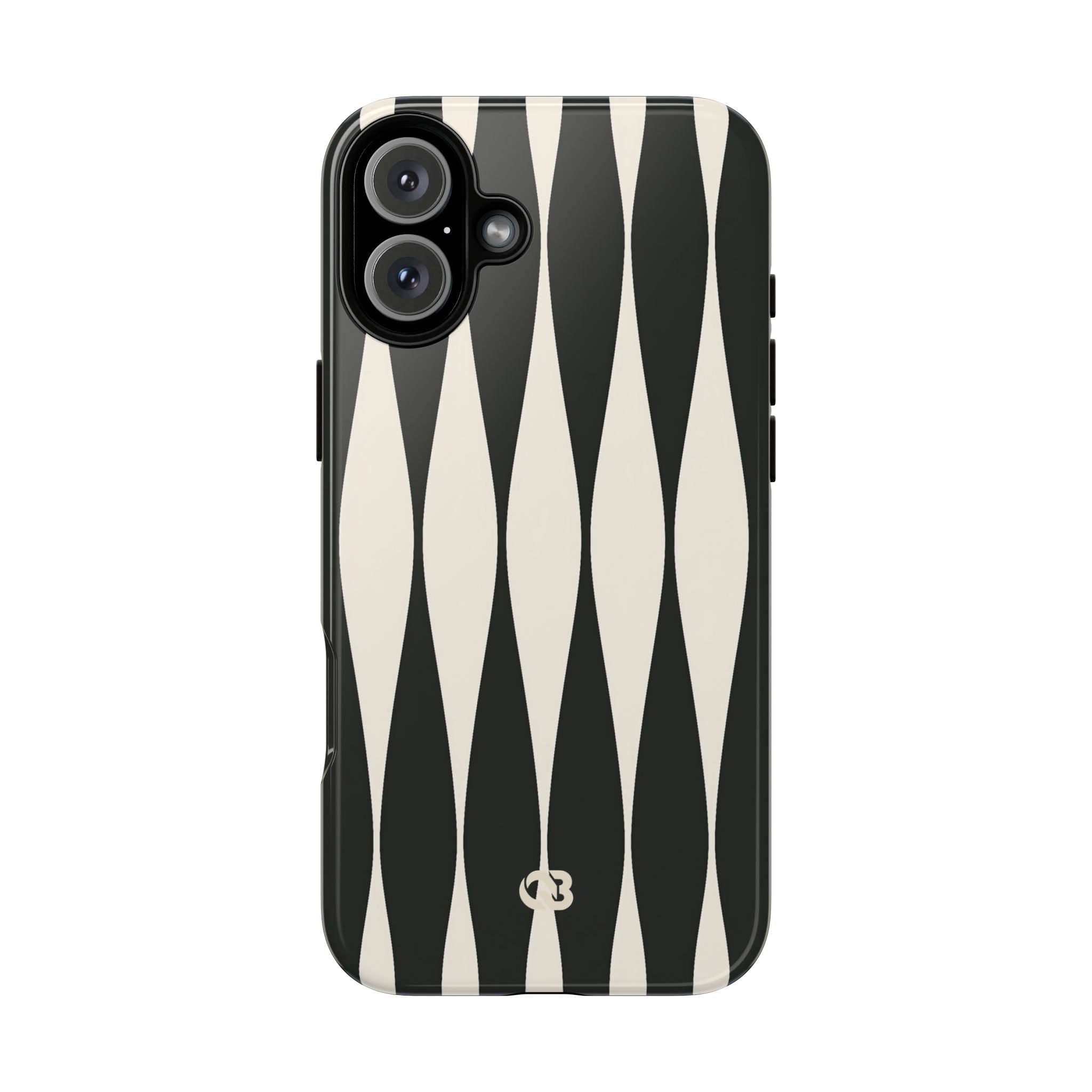 Black Tough Phone Case for iPhone - Ivory Spindle Grid